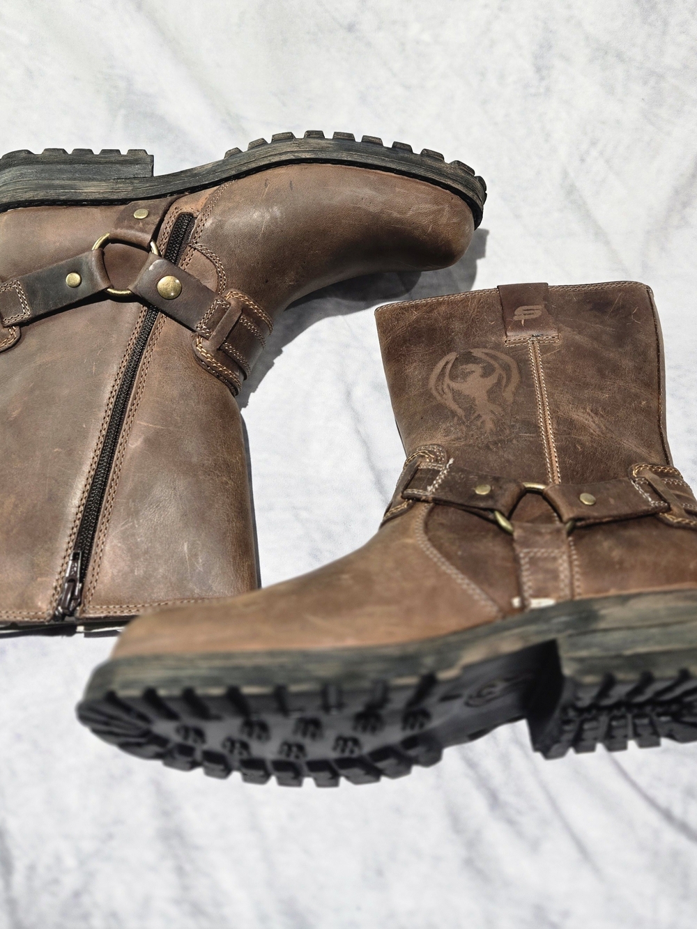 Skechers Brown Leather Motorcycle Harness Boots - Picture 4 of 7